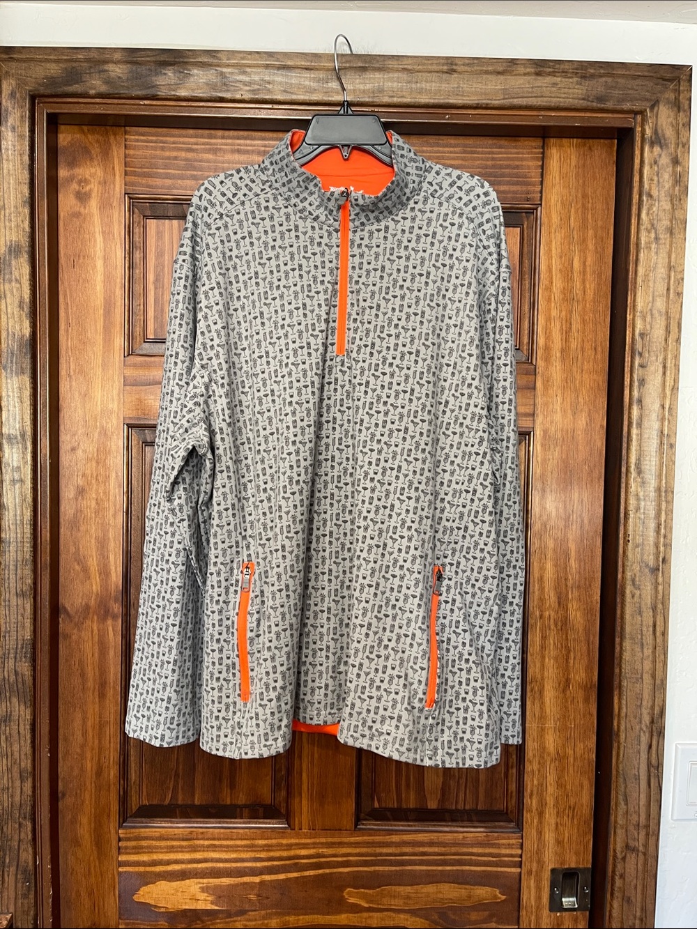 Birdie Bound Grey cocktail Printed Quarter-Zip Pullover 2XL